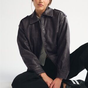 Abercrombie & Fitch Washed Black Bomber Jacket